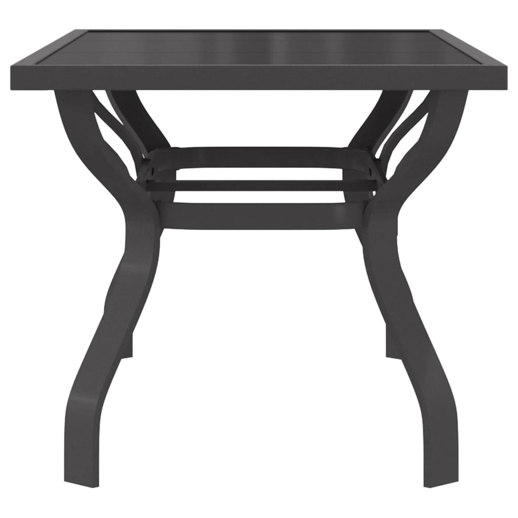 Outdoor Patio Rectangular 4 Person Steel Garden Dining Table With Glass Top