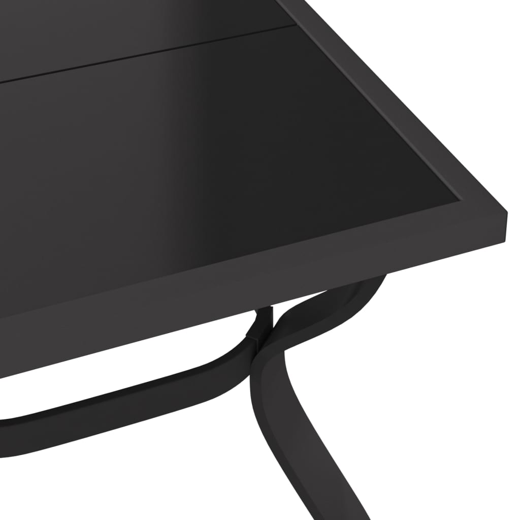 Outdoor Patio Large 6 Person Rectangular Steel Garden Dining Table With Glass Top