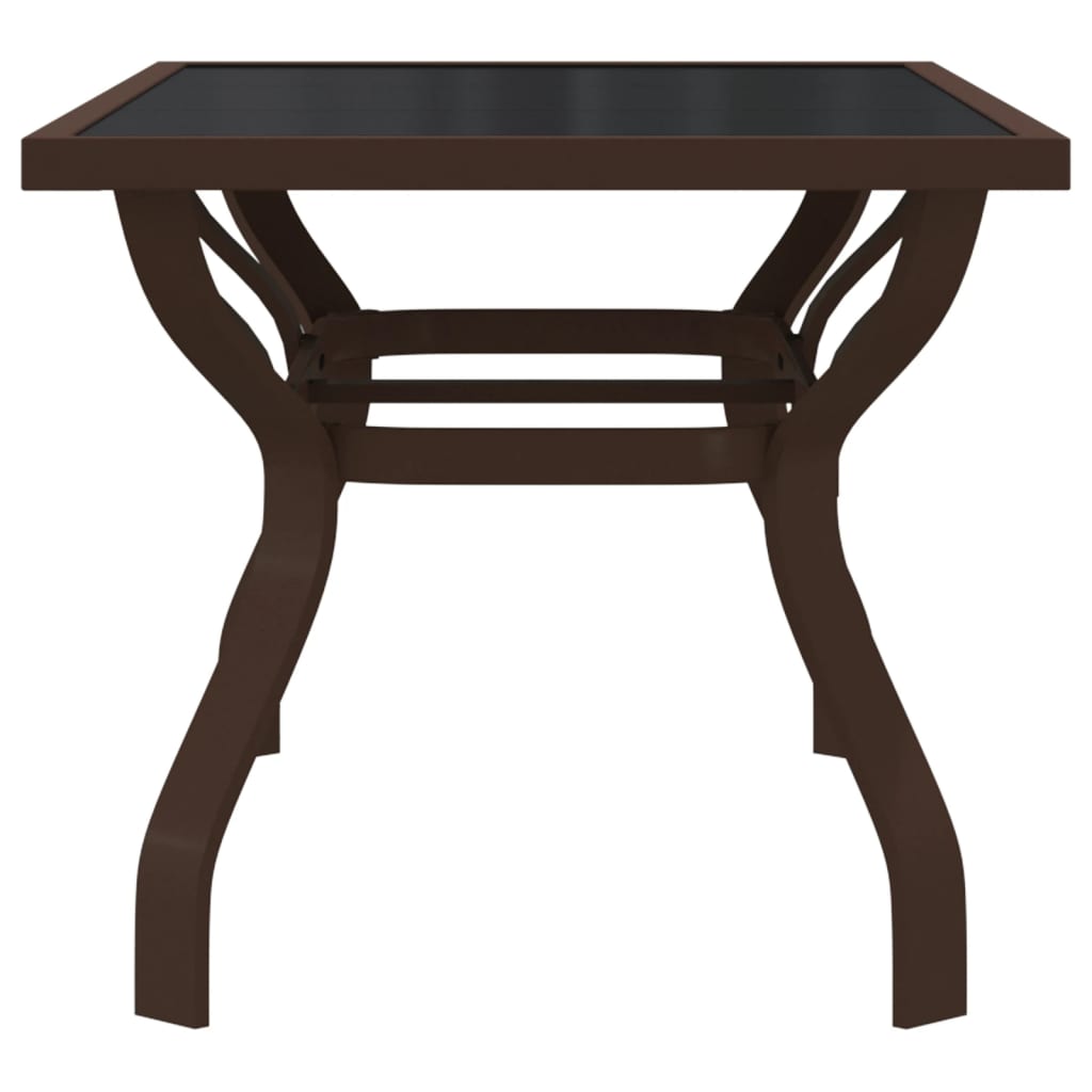 Outdoor Patio Rectangular 4 Person Steel Garden Dining Table With Glass Top