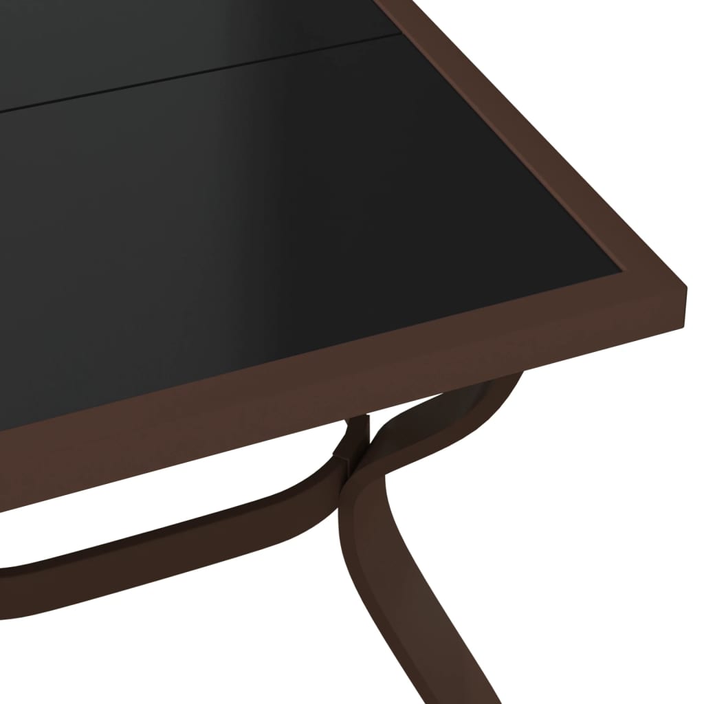 Outdoor Patio Rectangular 4 Person Steel Garden Dining Table With Glass Top