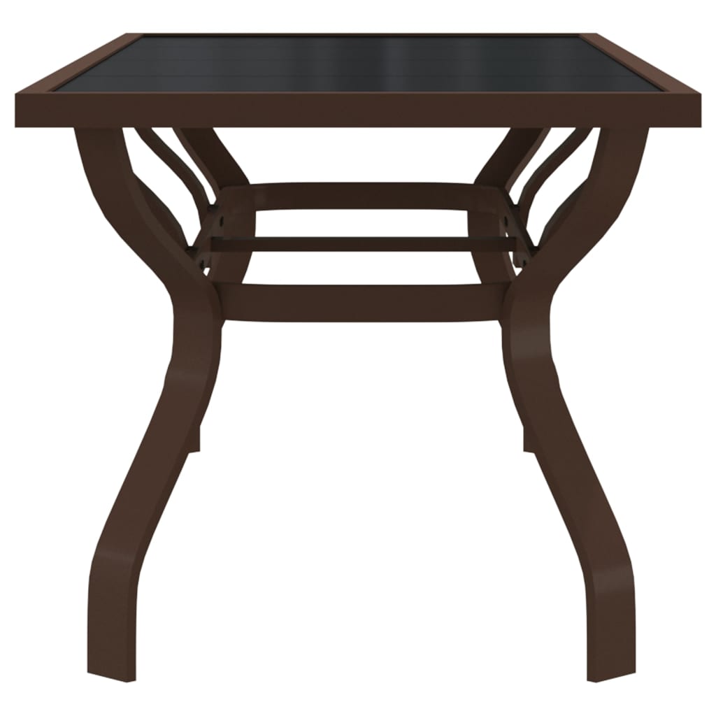 Outdoor Patio Large 6 Person Rectangular Steel Garden Dining Table With Glass Top