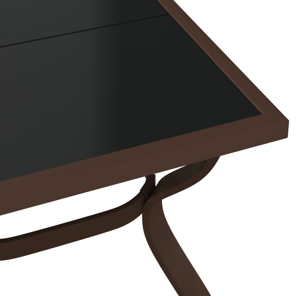 Outdoor Patio Large 6 Person Rectangular Steel Garden Dining Table With Glass Top