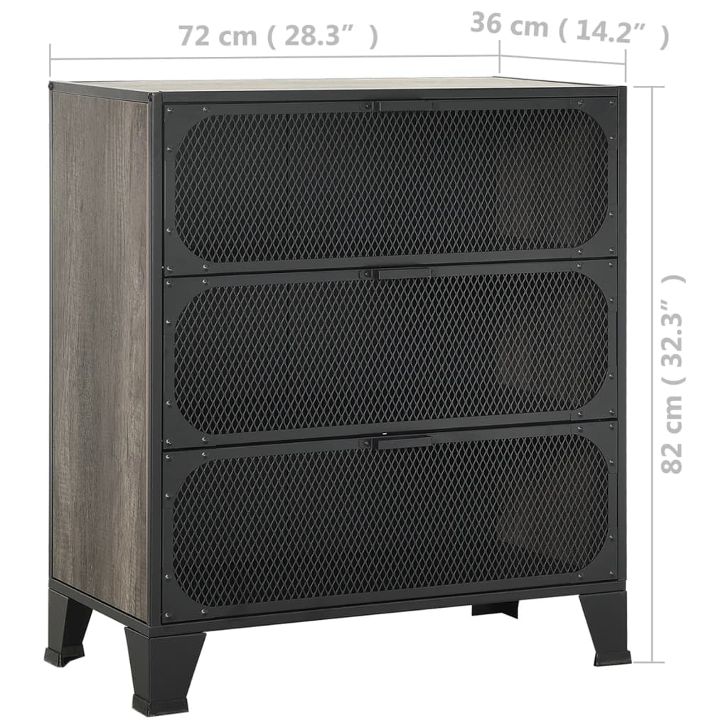 Storage Cabinets 2 pcs Grey 72x36x82 cm Metal and MDF