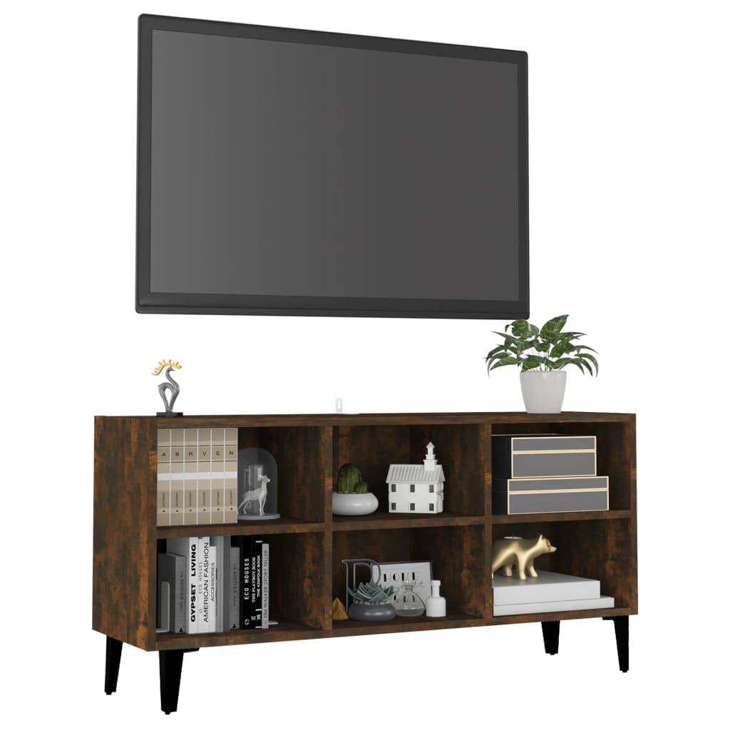 Modern Wooden TV Tele Stand Media Unit Cabinet With 6 Storage Compartments Wood
