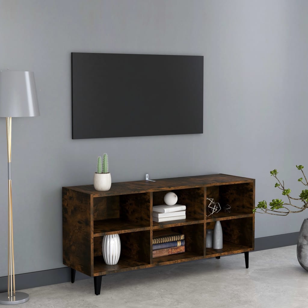 Modern Wooden TV Tele Stand Media Unit Cabinet With 6 Storage Compartments Wood