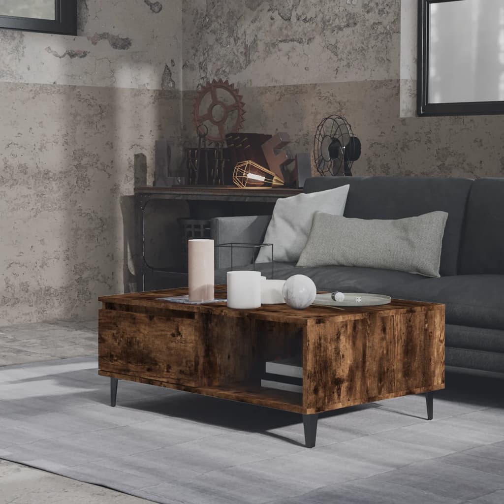 Modern Wooden Living Room Coffee Table With Closed & Open Storage Compartments
