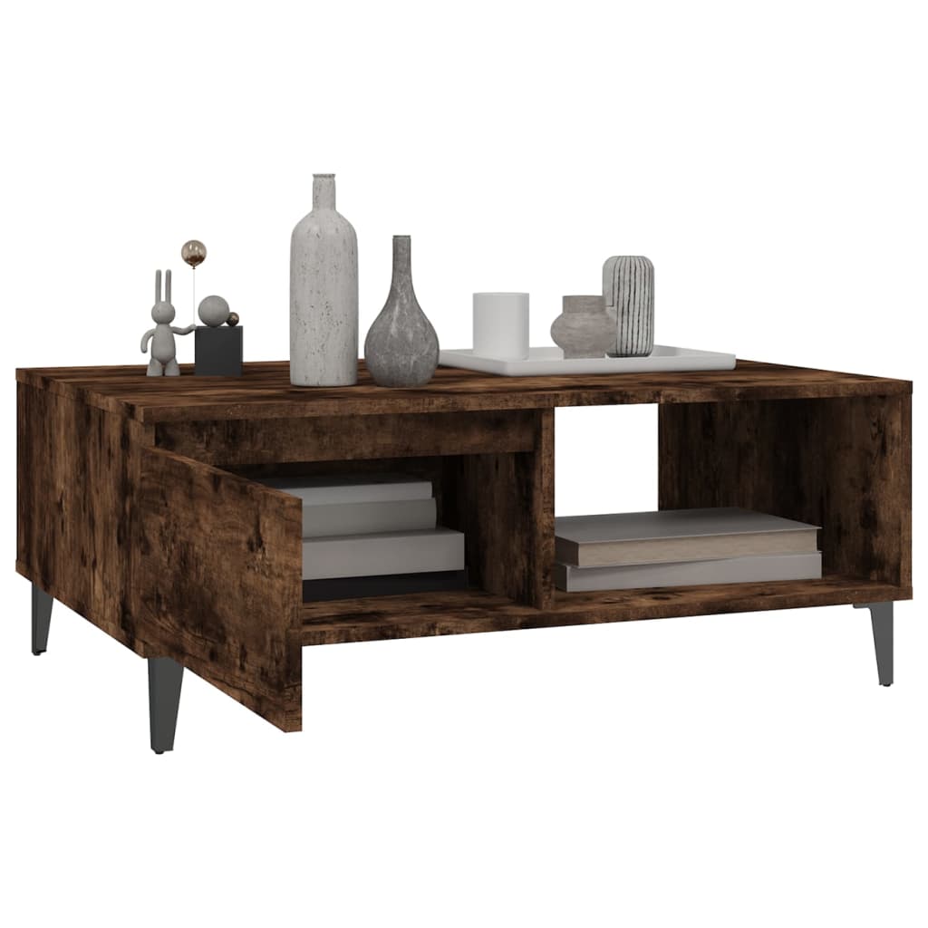 Modern Wooden Living Room Coffee Table With Closed & Open Storage Compartments