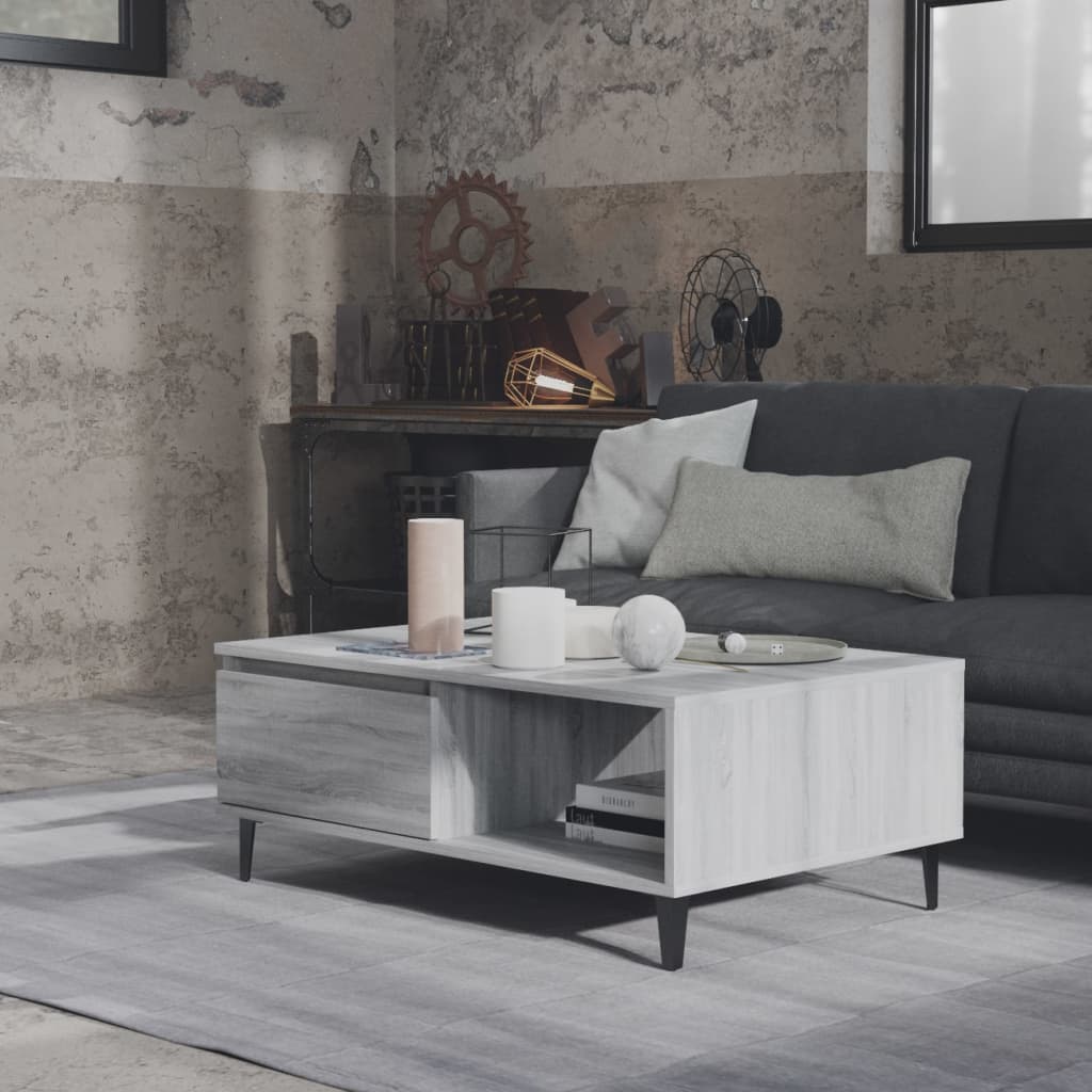 Modern Wooden Living Room Coffee Table With Closed & Open Storage Compartments