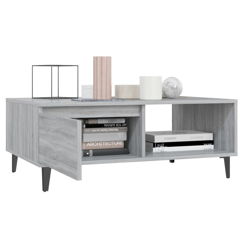 Modern Wooden Living Room Coffee Table With Closed & Open Storage Compartments