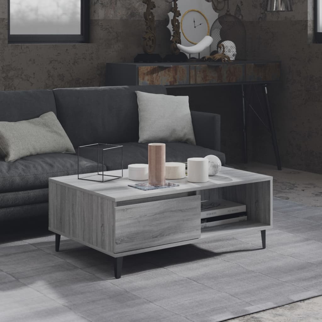 Modern Wooden Living Room Coffee Table With Closed & Open Storage Compartments