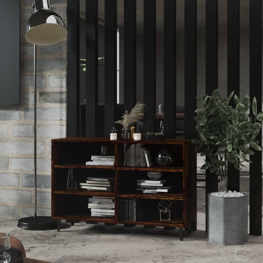 Modern Wooden Open Sideboard Storage Cabinet Unit With 6 Compartments