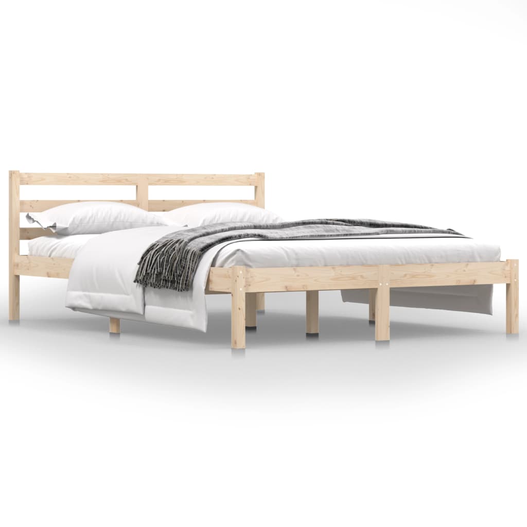 Modern Wooden Double Size 135cm Bed Frame Base With Headboard