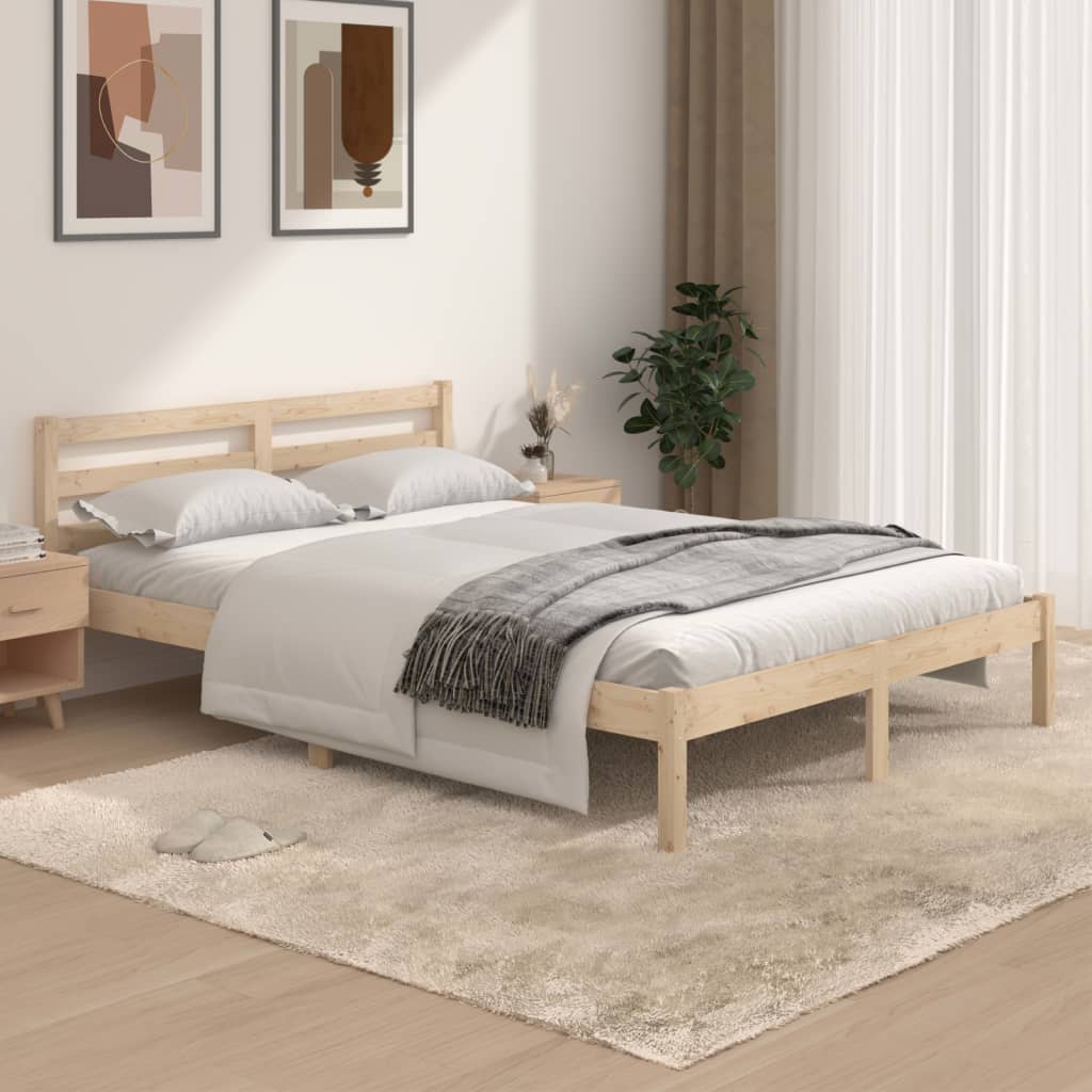 Modern Wooden Double Size 135cm Bed Frame Base With Headboard