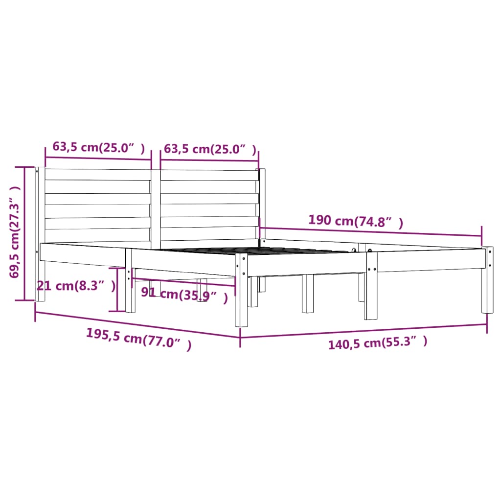 Modern Wooden Double Size 135cm Bed Frame Base With Headboard