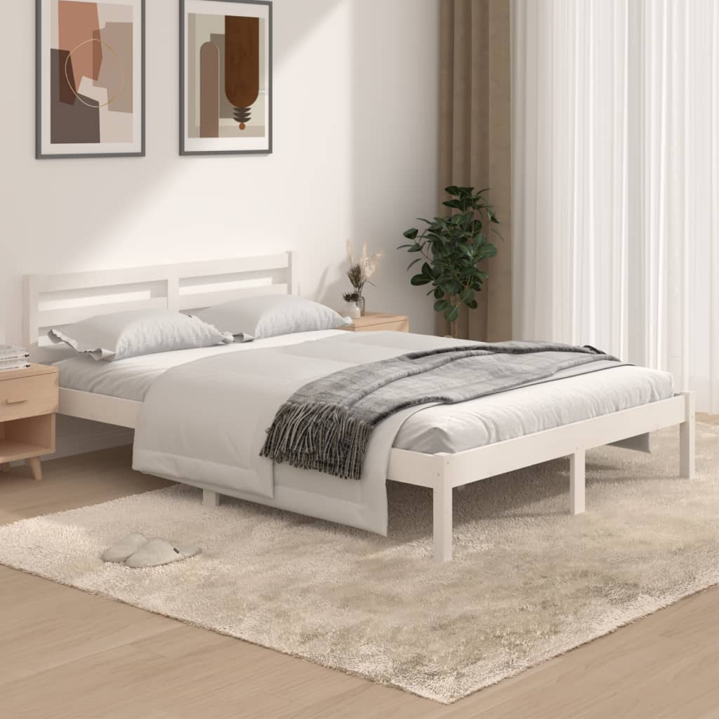 Modern Wooden Double Size 135cm Bed Frame Base With Headboard