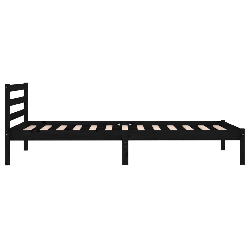 Bed Frame without Mattress Solid Wood Pine 90x200cm Black