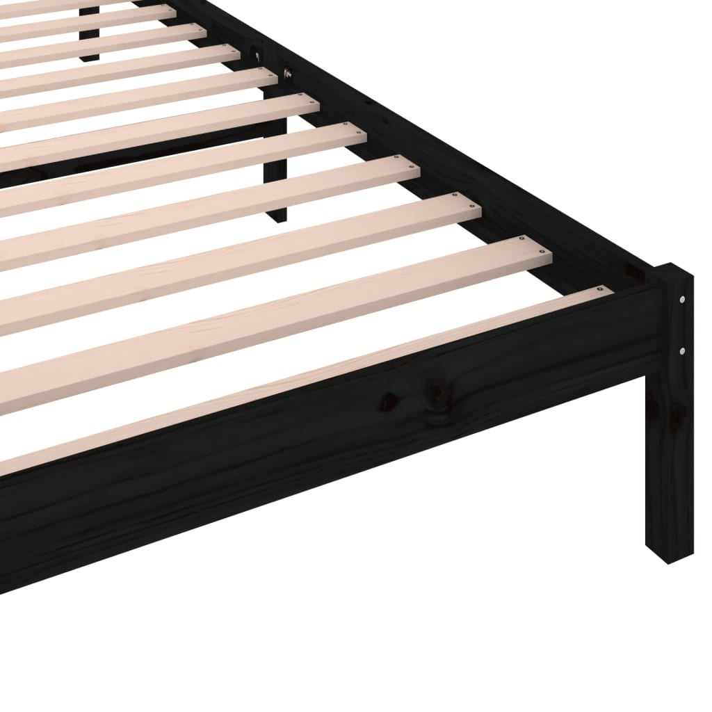 Bed Frame without Mattress Solid Wood Pine 90x200cm Black