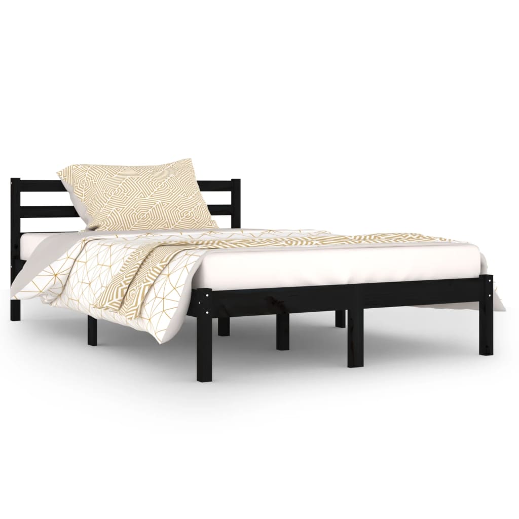 Bed Frame without Mattress Solid Wood Pine 120x200cm Black