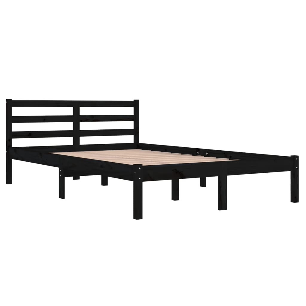 Bed Frame without Mattress Solid Wood Pine 120x200cm Black