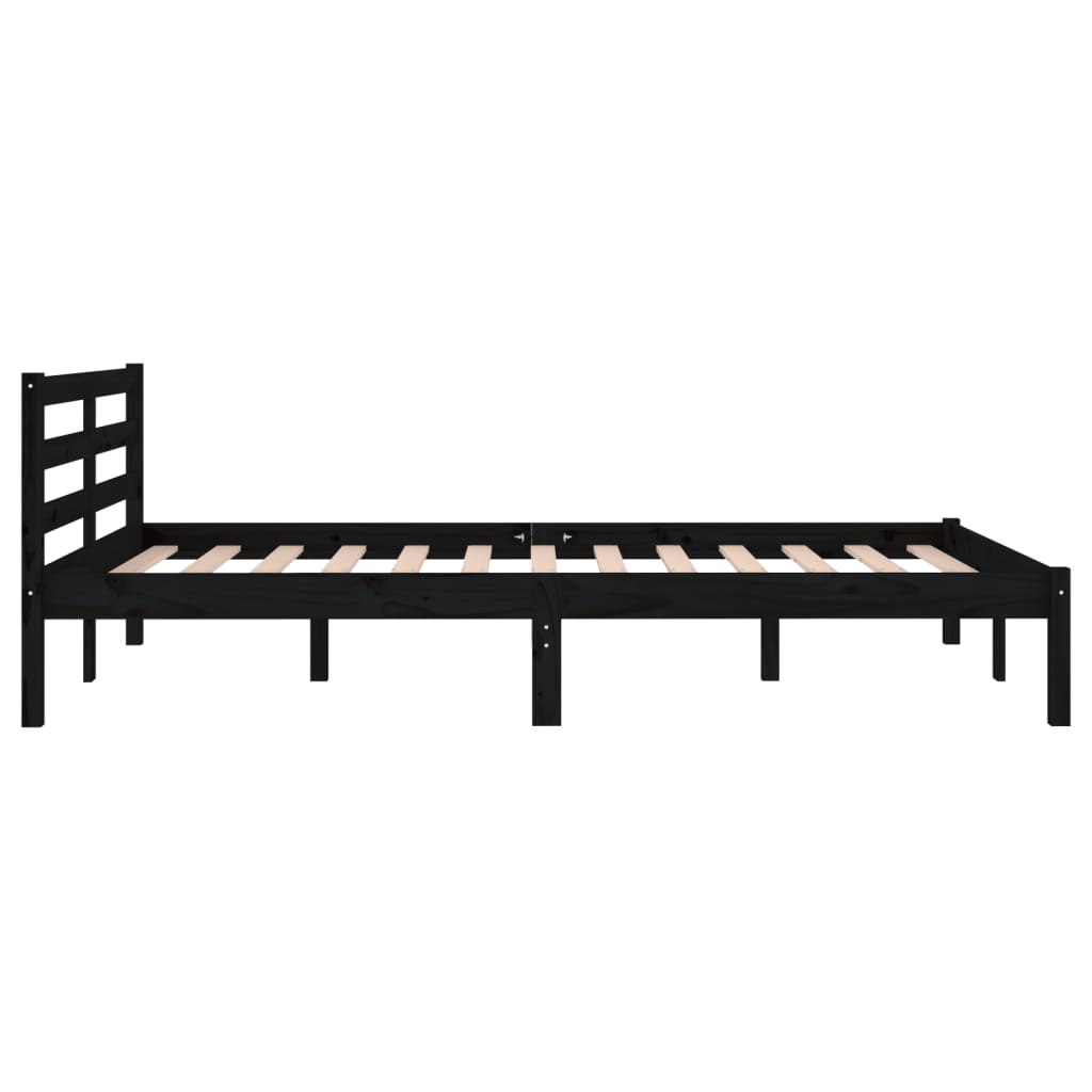 Bed Frame without Mattress Solid Wood Pine 120x200cm Black