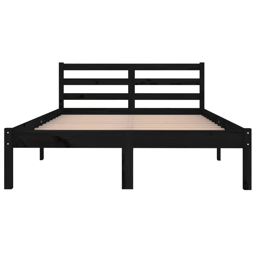 Bed Frame without Mattress Solid Wood Pine 120x200cm Black