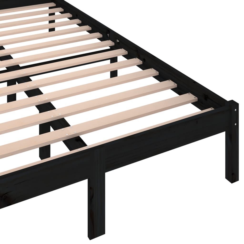 Bed Frame without Mattress Solid Wood Pine 120x200cm Black