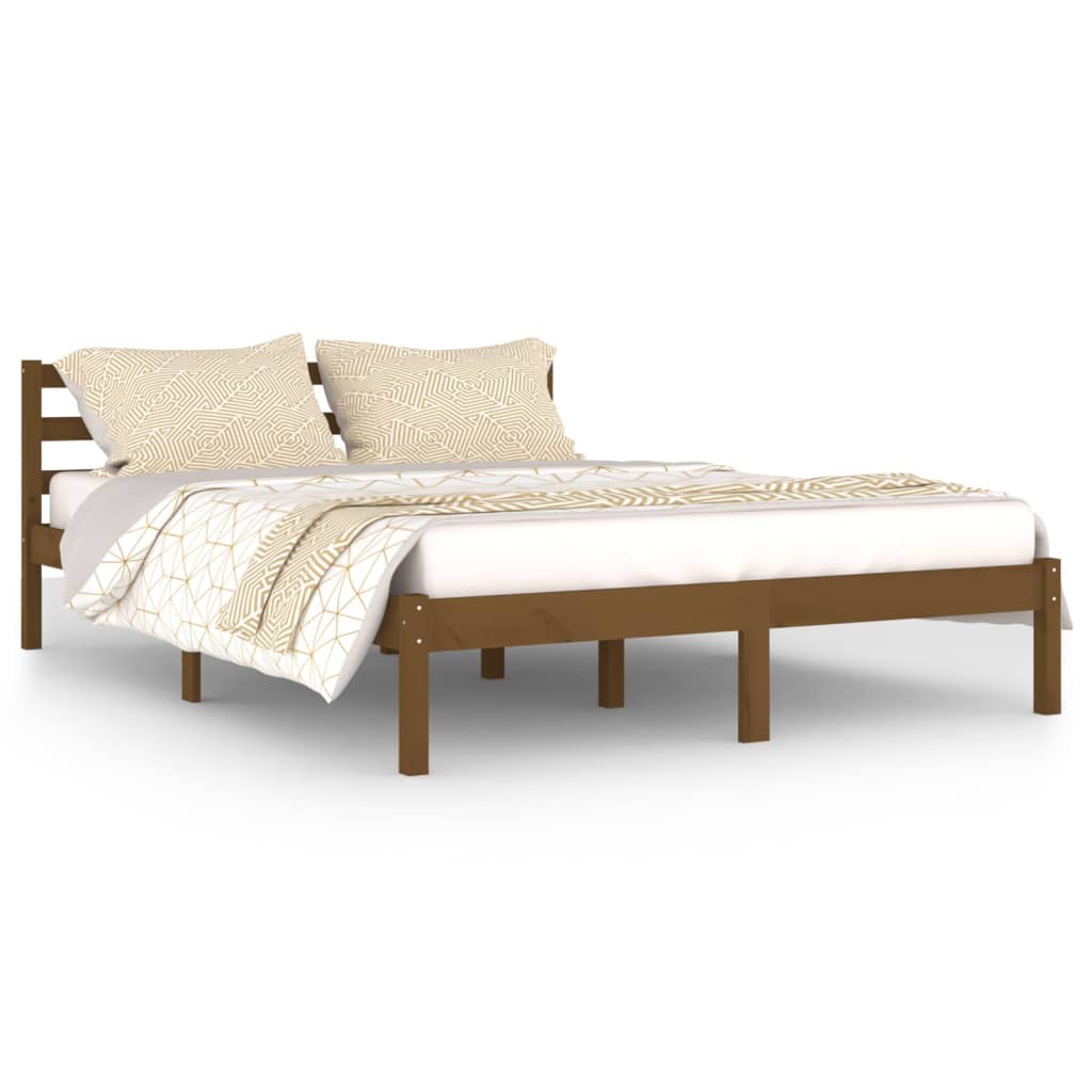 Bed Frame without Mattress Solid Wood Pine 140x200cm Honey Brown