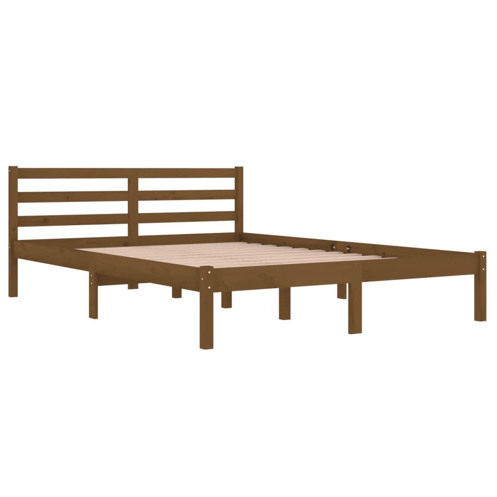 Bed Frame without Mattress Solid Wood Pine 140x200cm Honey Brown