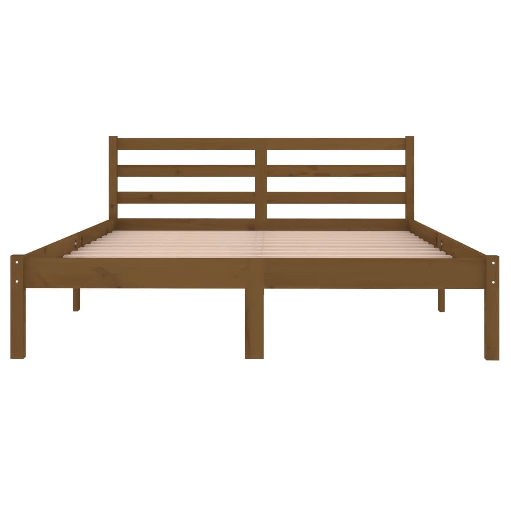 Bed Frame without Mattress Solid Wood Pine 140x200cm Honey Brown