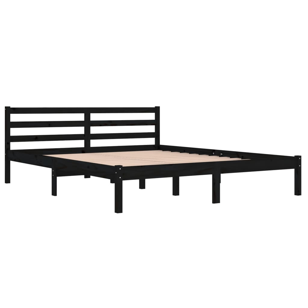 Bed Frame without Mattress Solid Wood Pine 160x200cm Black