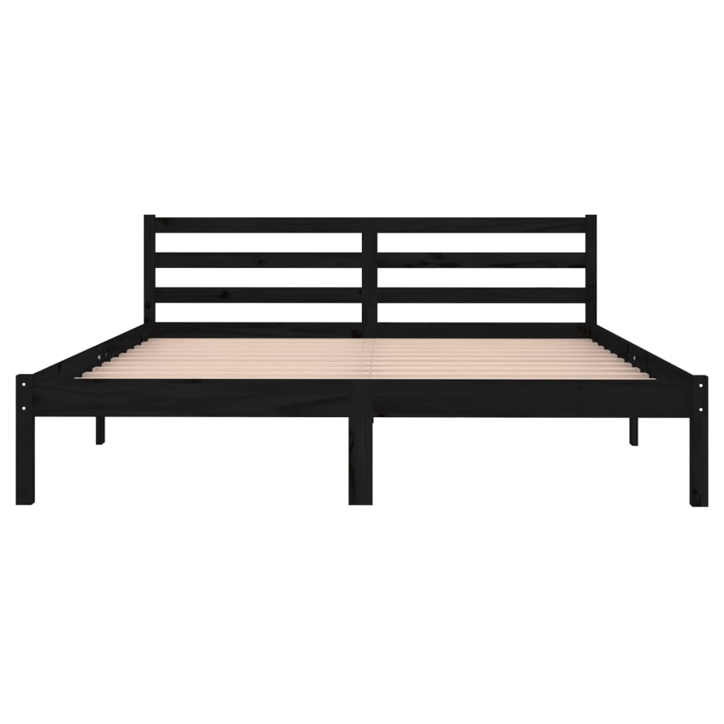 Bed Frame without Mattress Solid Wood Pine 160x200cm Black