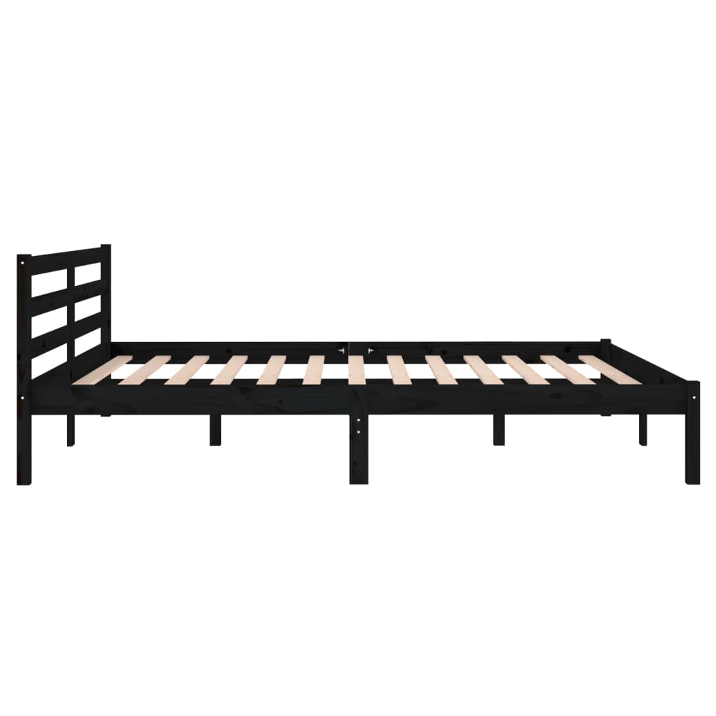 Bed Frame without Mattress Solid Wood Pine 160x200cm Black