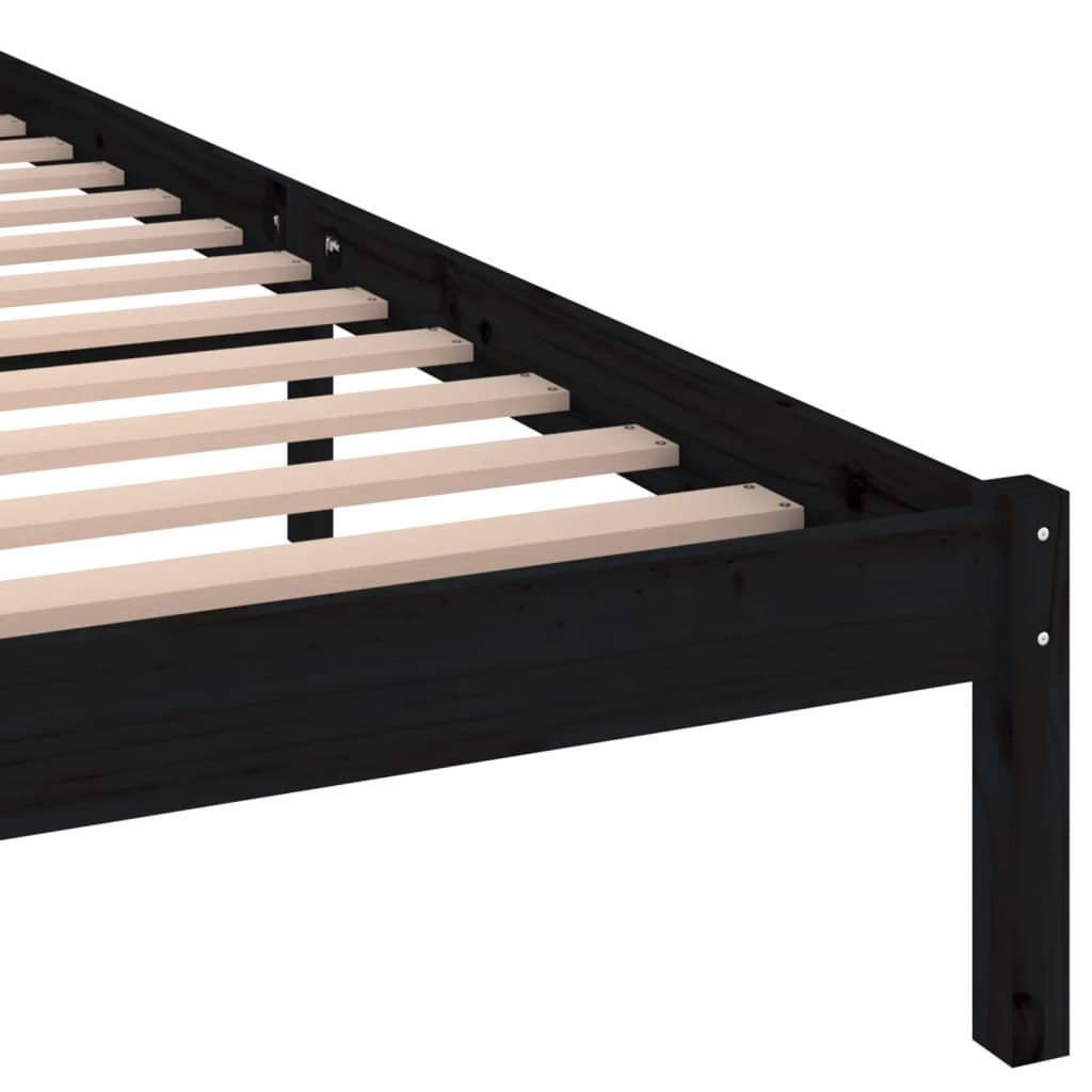 Bed Frame without Mattress Solid Wood Pine 160x200cm Black