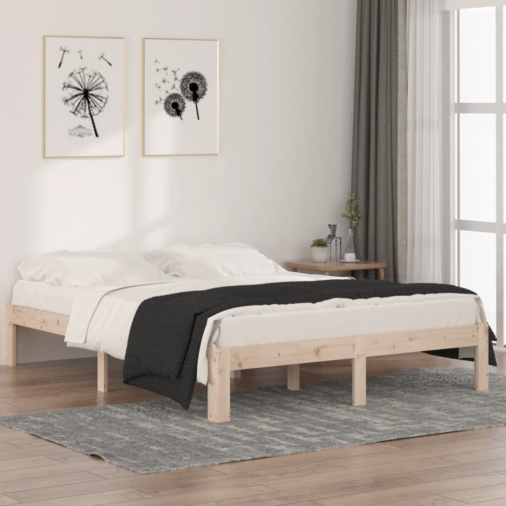 Bed Frame without Mattress Solid Wood Pine 140x190cm