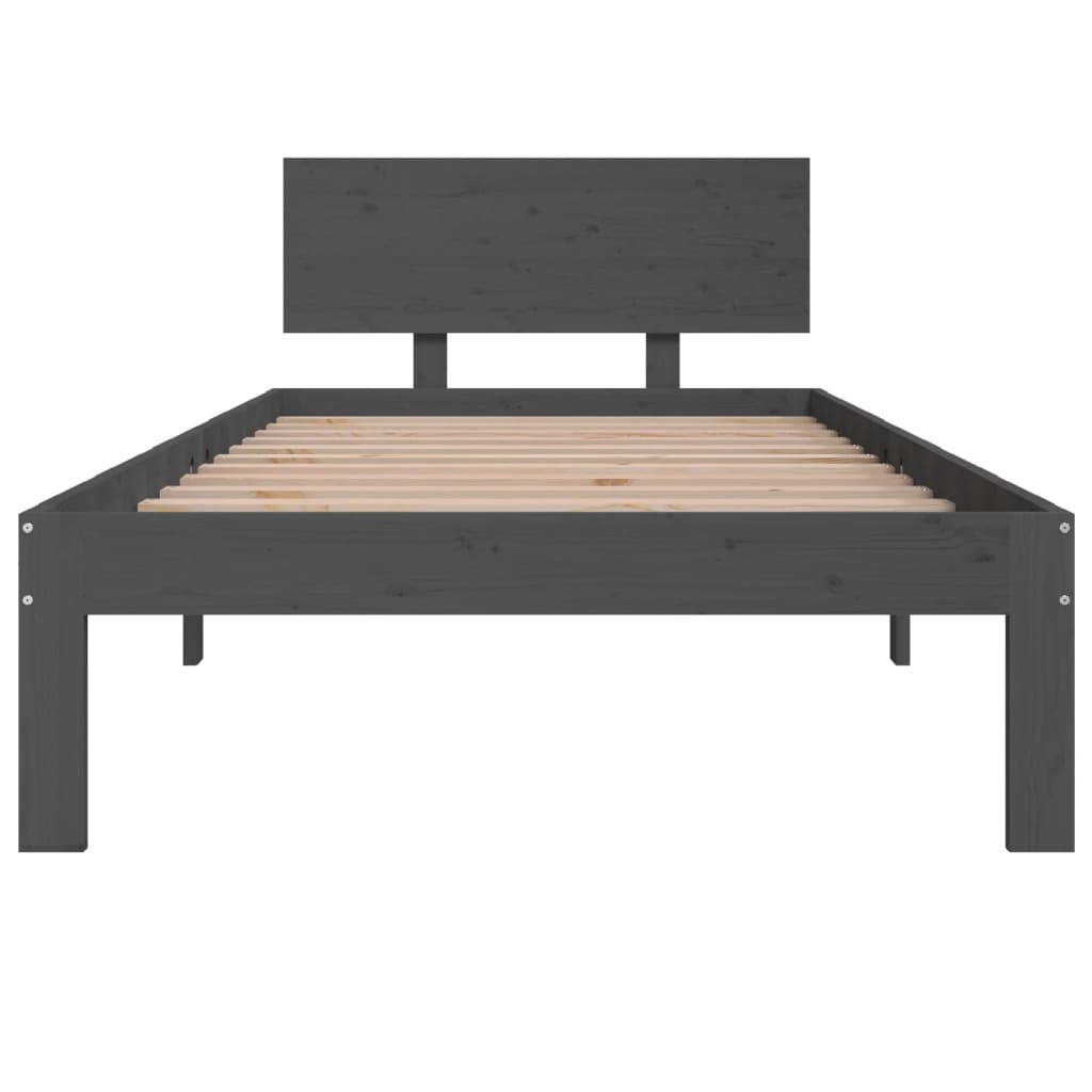 Bed Frame without Mattress Grey Solid Wood Pine 90x200cm