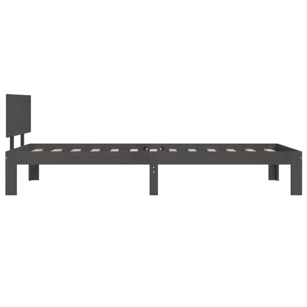 Bed Frame without Mattress Grey Solid Wood Pine 90x200cm