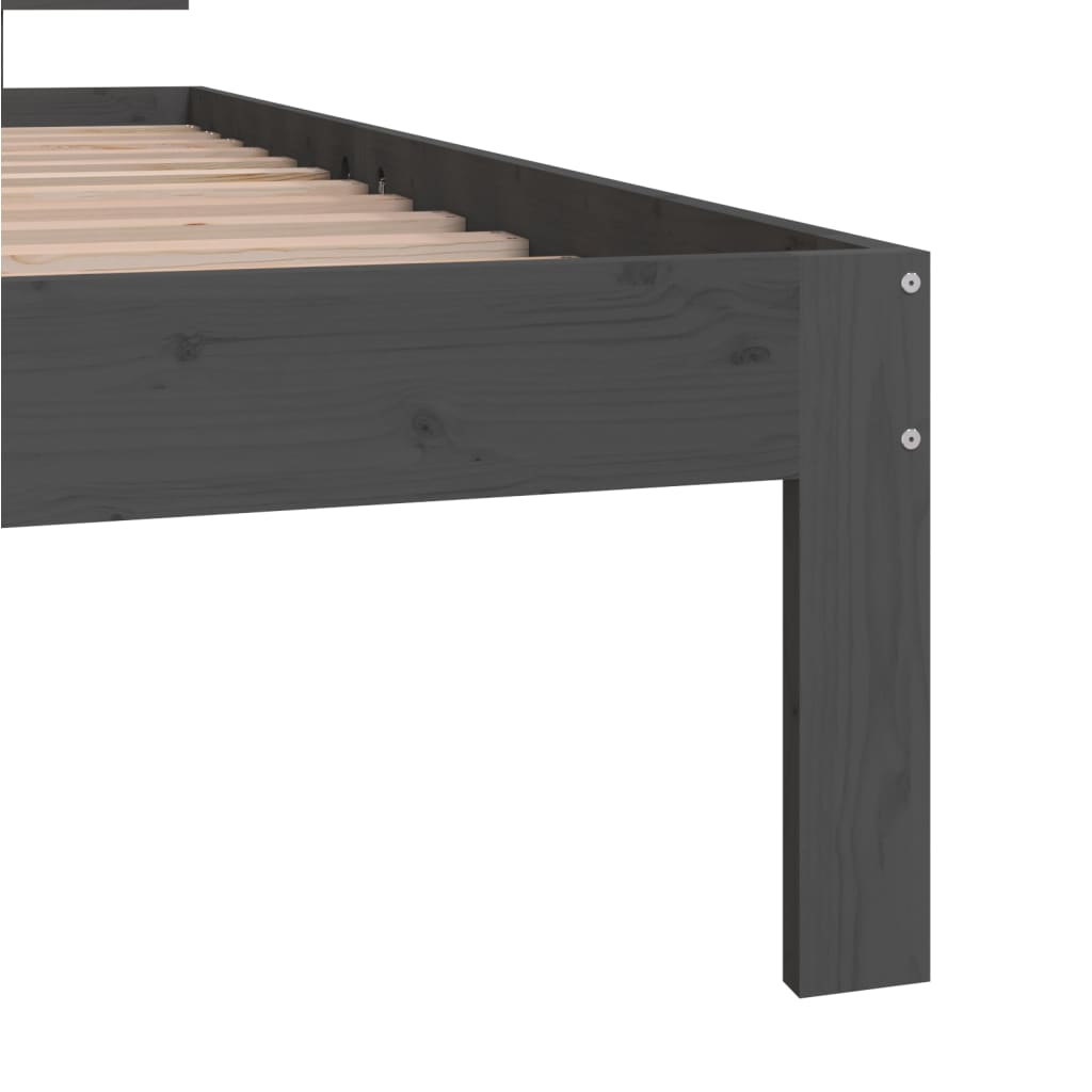 Bed Frame without Mattress Grey Solid Wood Pine 90x200cm