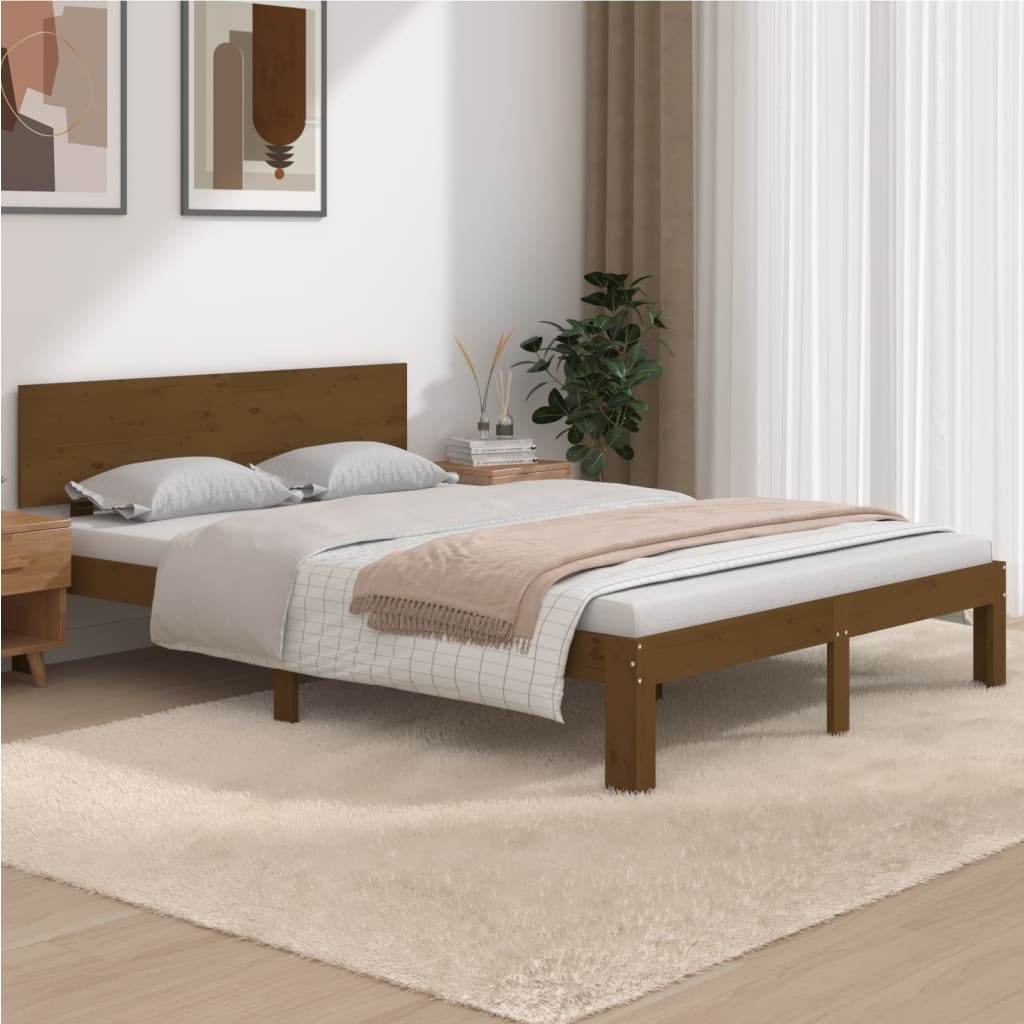 Bed Frame without Mattress Honey Brown 150x200cm King Size