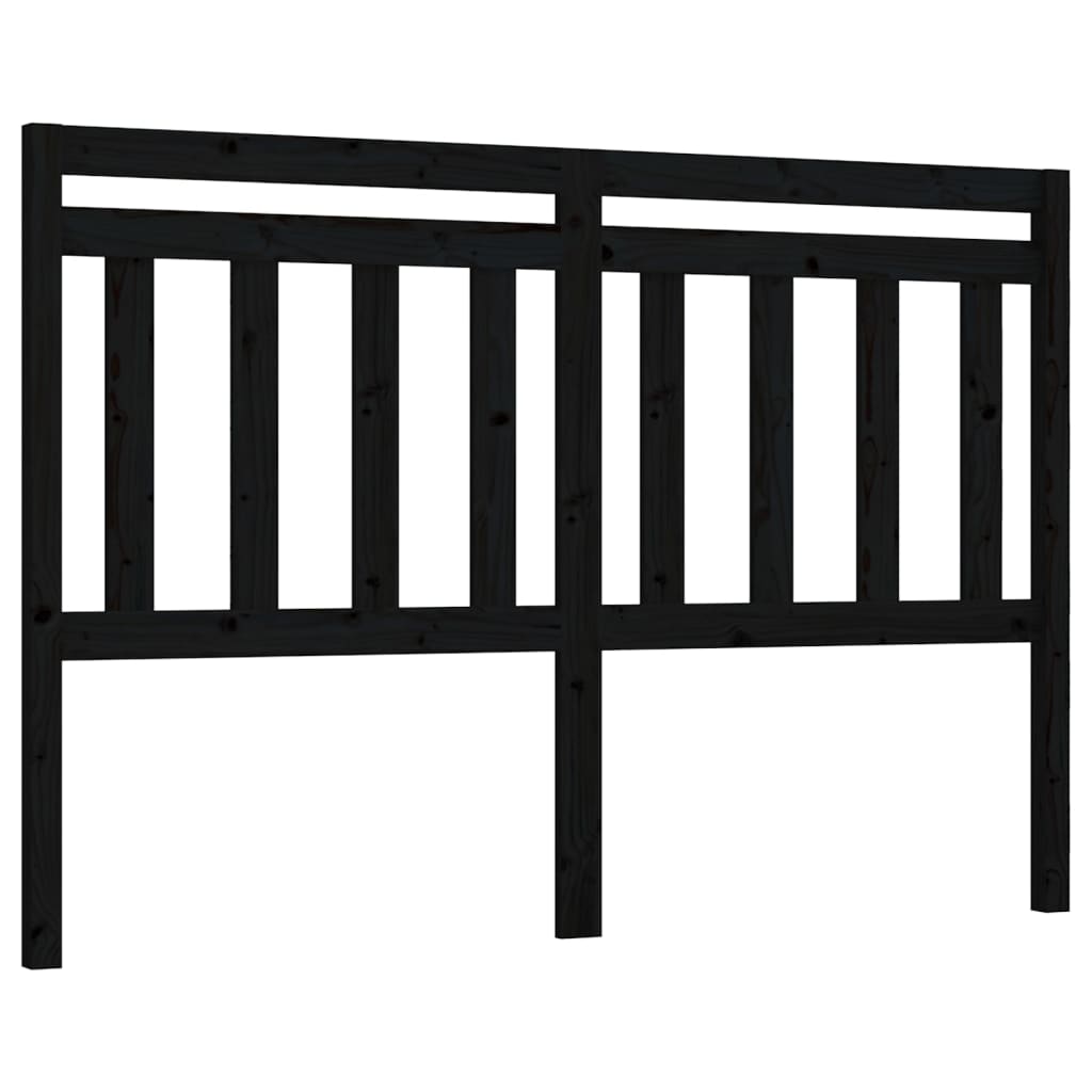 Bed Headboard Black 156x4x100 cm Solid Wood Pine