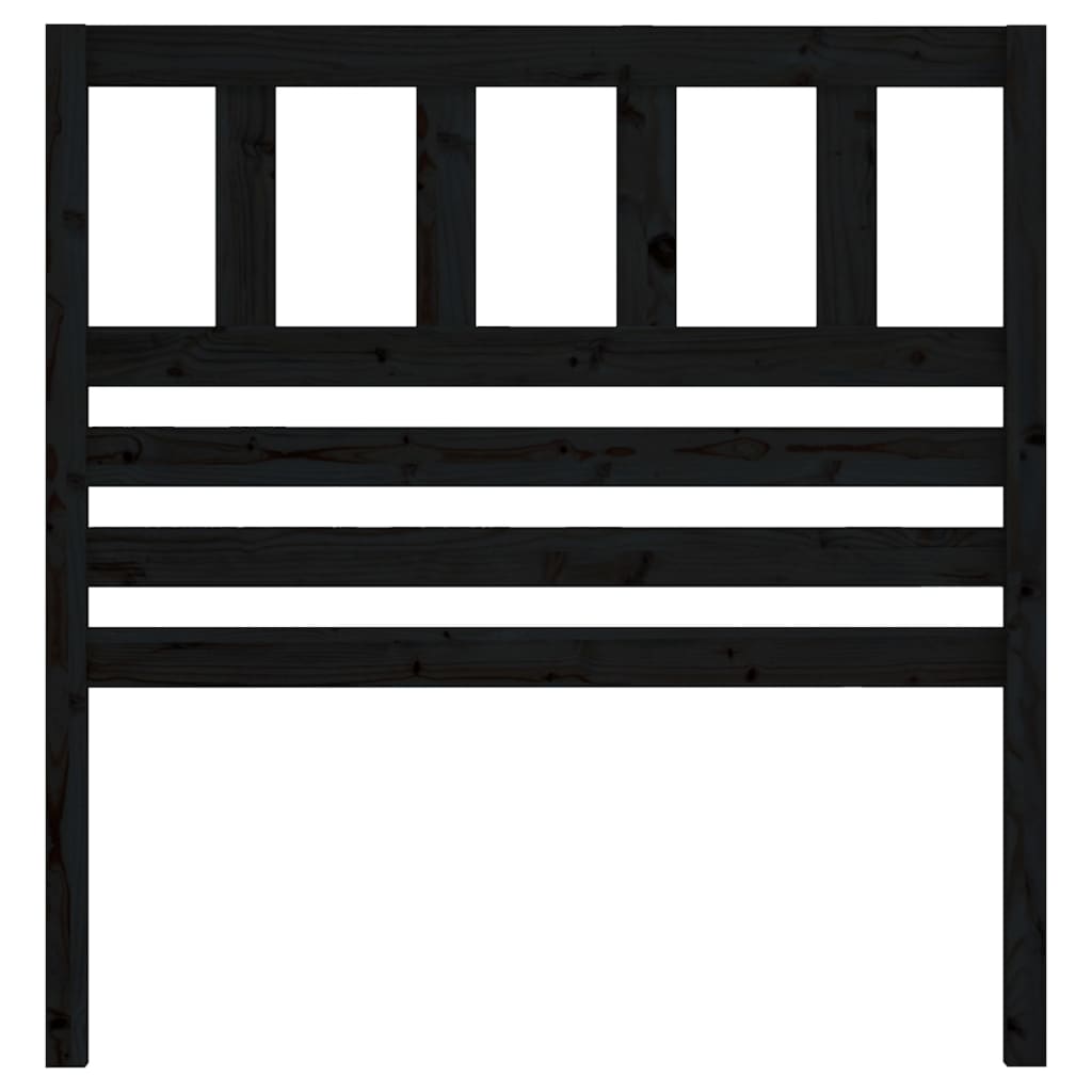 Bed Headboard Black 106x4x100 cm Solid Wood Pine