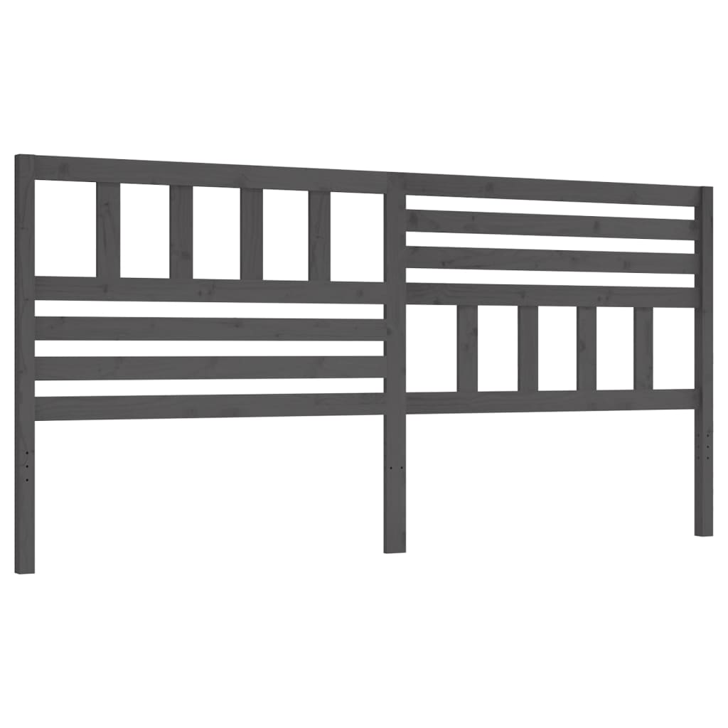 Bed Headboard Grey 186x4x100 cm Solid Wood Pine