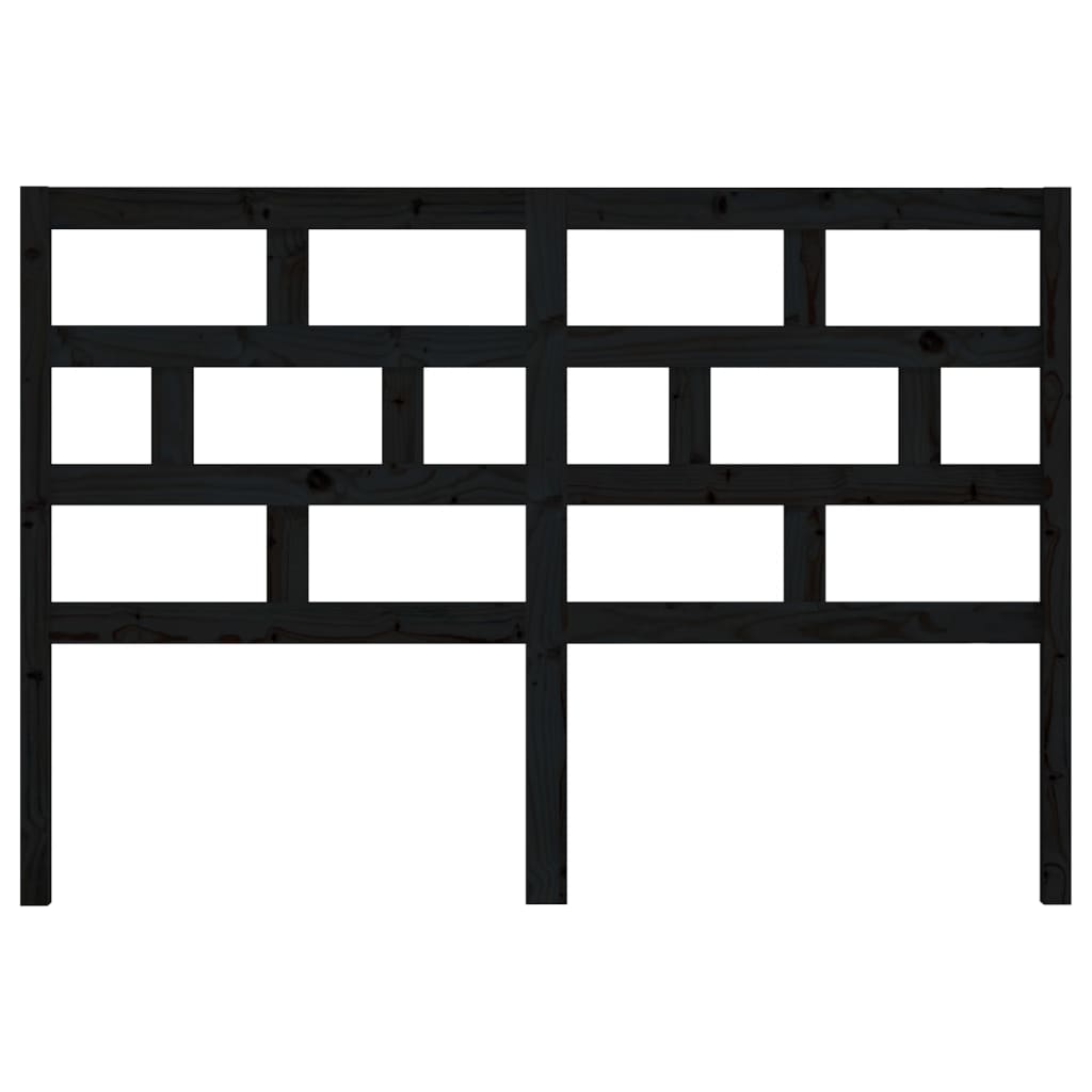 Bed Headboard Black 146x4x100 cm Solid Wood Pine