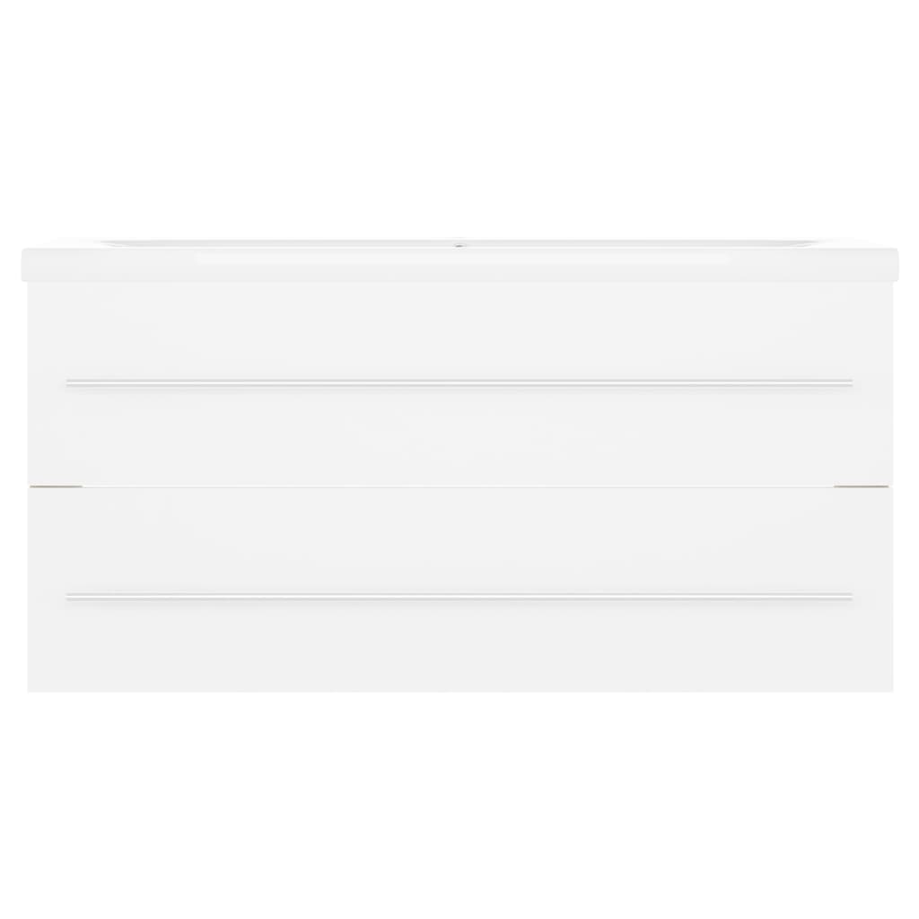 Sink Cabinet with Built-in Basin White Engineered Wood