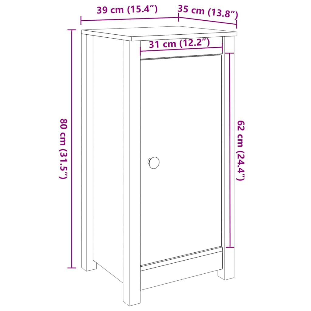 Sideboards 2 pcs Grey 39x35x80 cm Solid Wood Pine