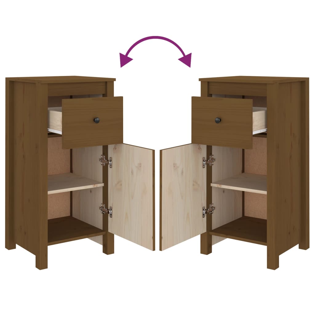 Sideboards 2 pcs Honey Brown 40x35x80 cm Solid Wood Pine
