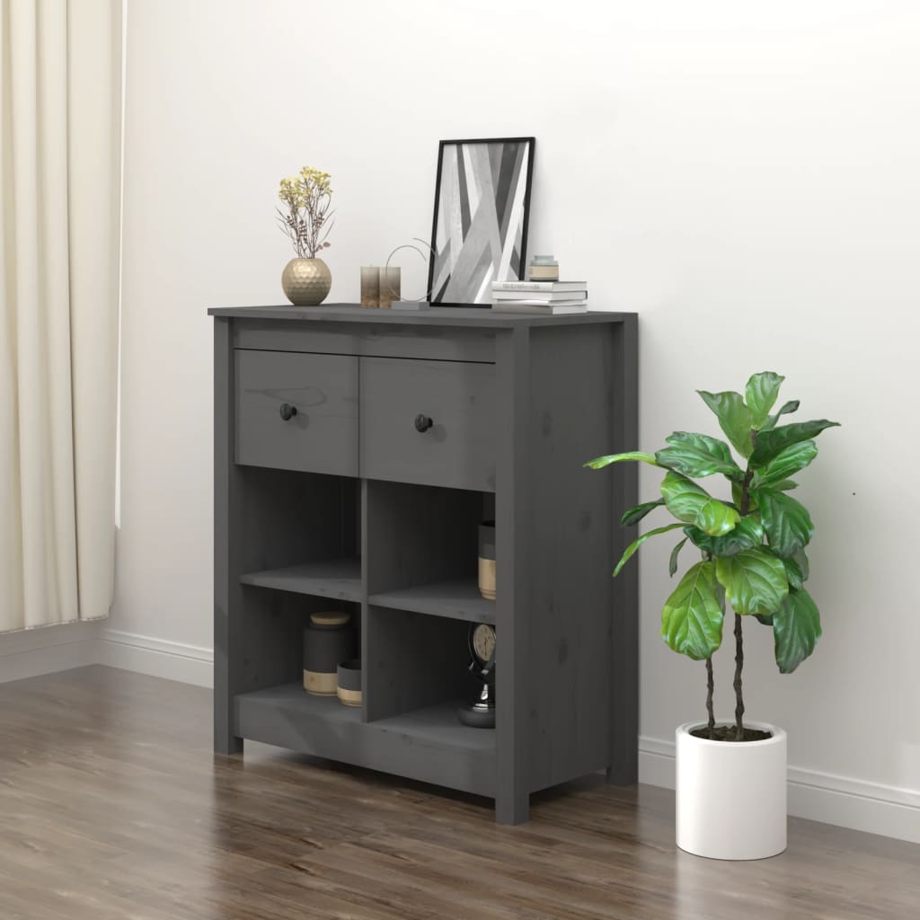 Sideboard Grey 70x35x80 cm Solid Wood Pine
