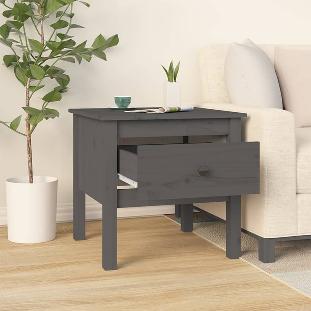 Side Table Grey 50x50x49 cm Solid Wood Pine