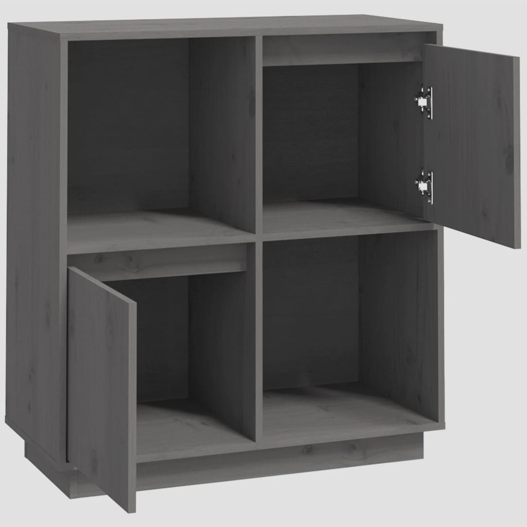 Sideboard Grey 74x35x80 cm Solid Wood Pine