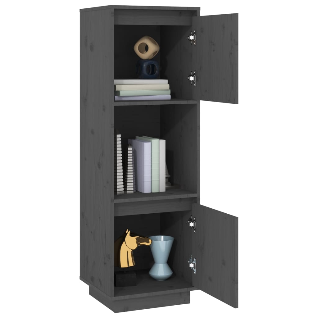 Highboard Grey 38x35x117 cm Solid Wood Pine