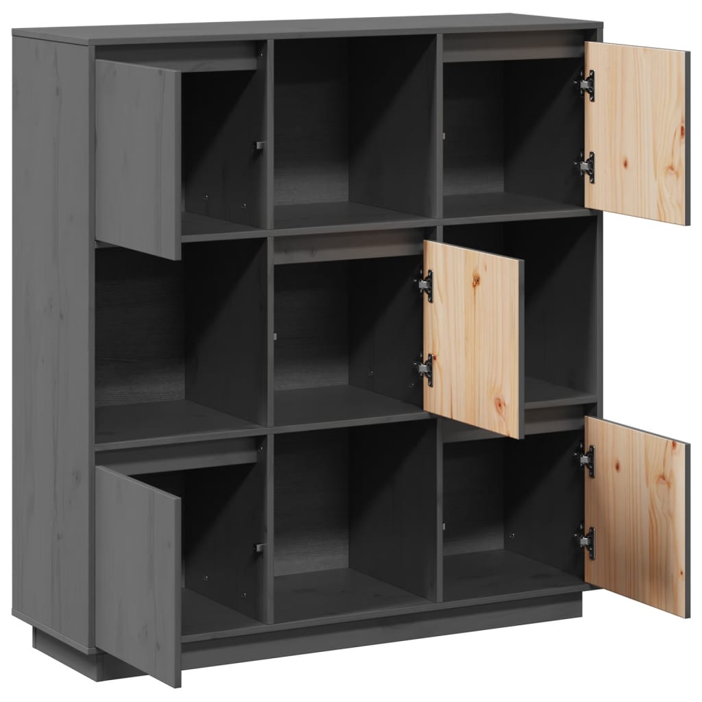 Highboard Grey 110.5x35x117 cm Solid Wood Pine